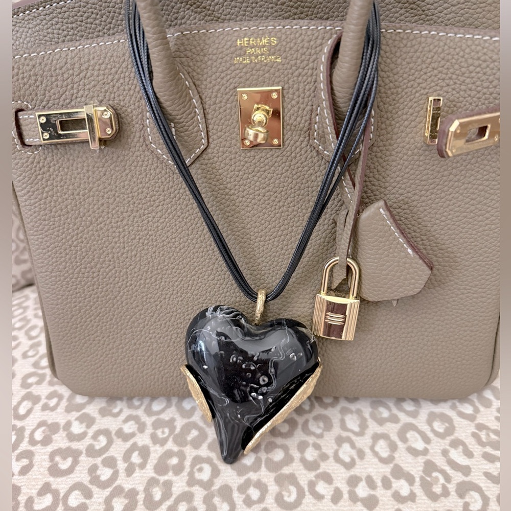 FROM PARIS FRANCE ShopEvelynne Black and Gold Heart Necklace